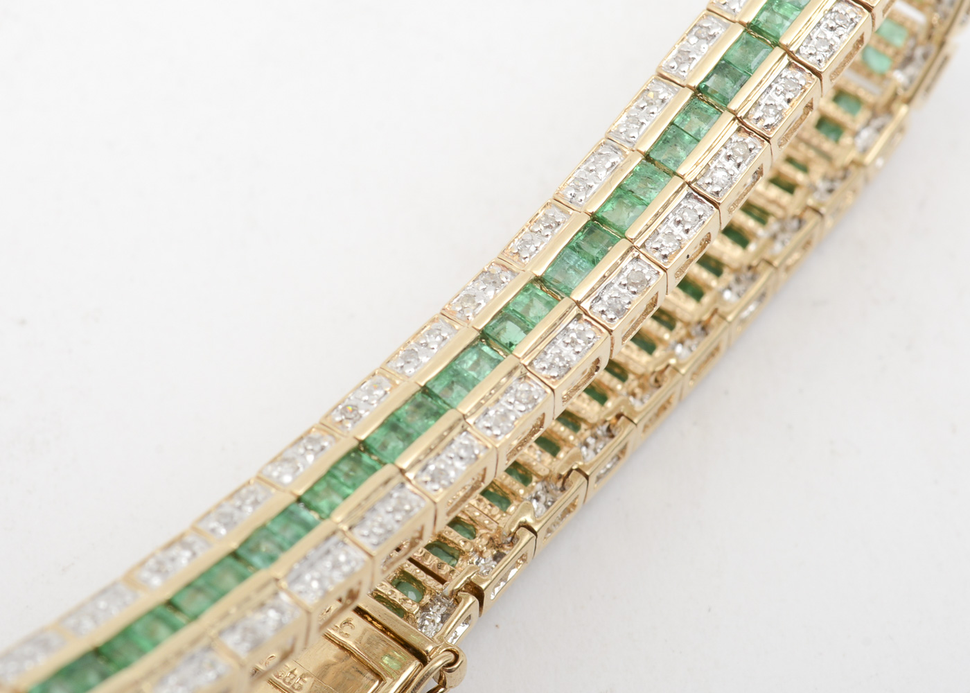 14K Yellow Gold, Emerald, and 2.00 CTW Diamond Bracelet
