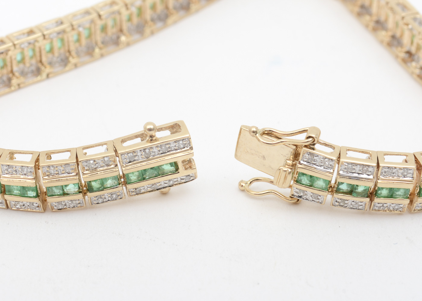 14K Yellow Gold, Emerald, and 2.00 CTW Diamond Bracelet
