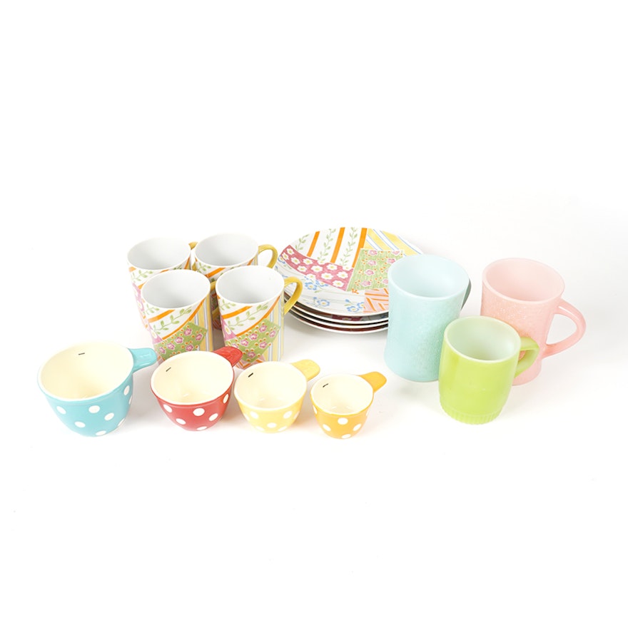 Colorful Kitchen Tableware Including Glasbake and Creativeco-op