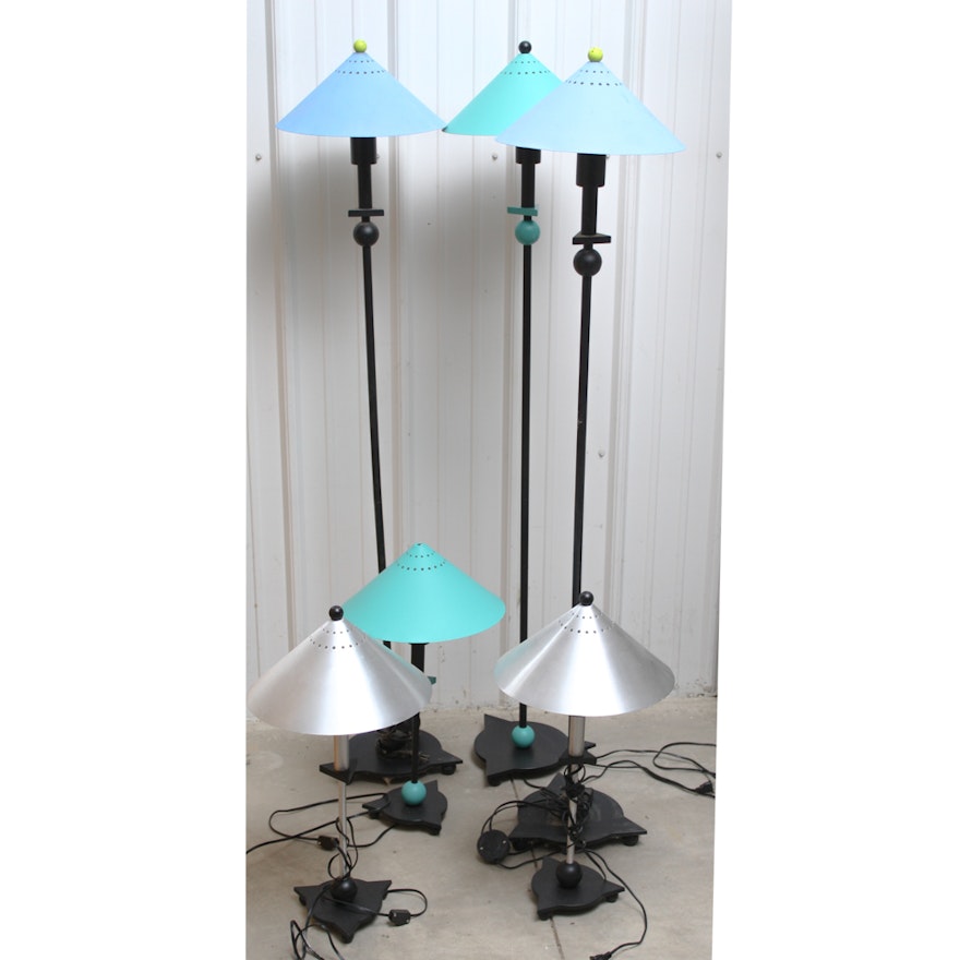 1980s Modern Style Metal Lamp Collection