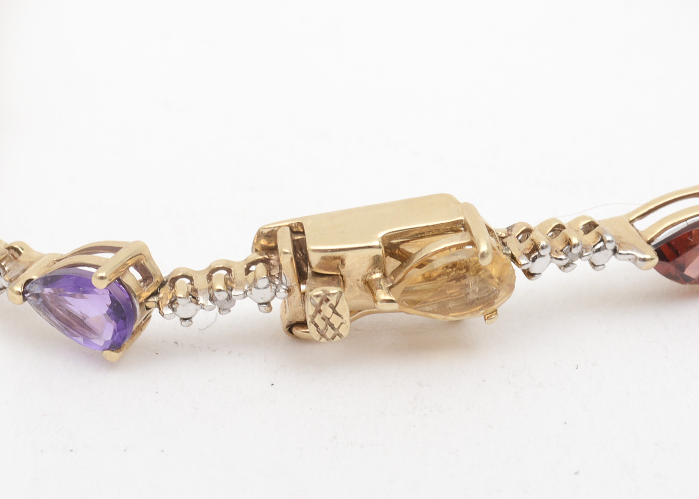 10K Yellow Gold, Diamond, and Multi-Colored Gemstone Tennis Bracelet