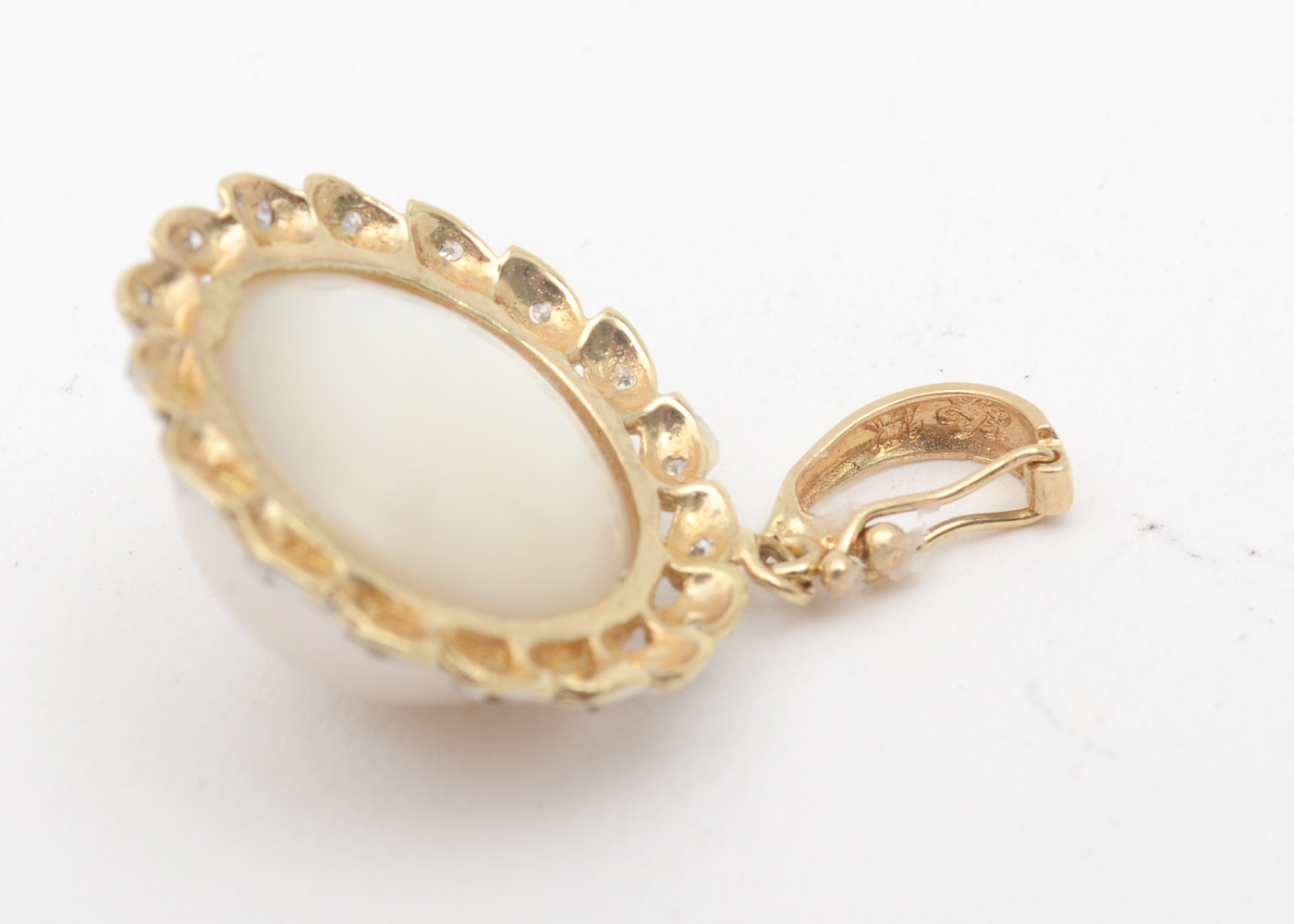 14K Yellow Gold, Mabé Pearl, and Diamond Pendant