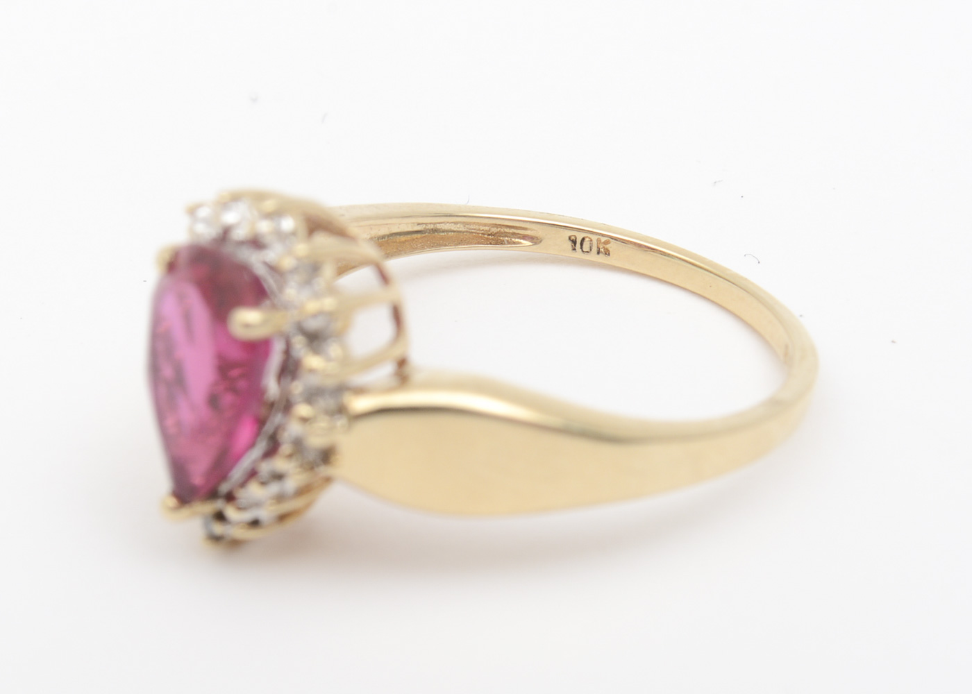 10K Yellow Gold, Synthetic Ruby, and Diamond Ring