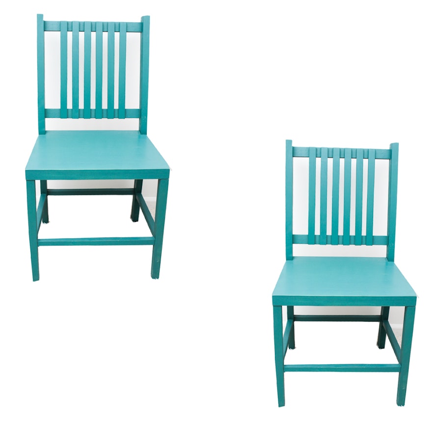 Teal Painted Dining Chairs