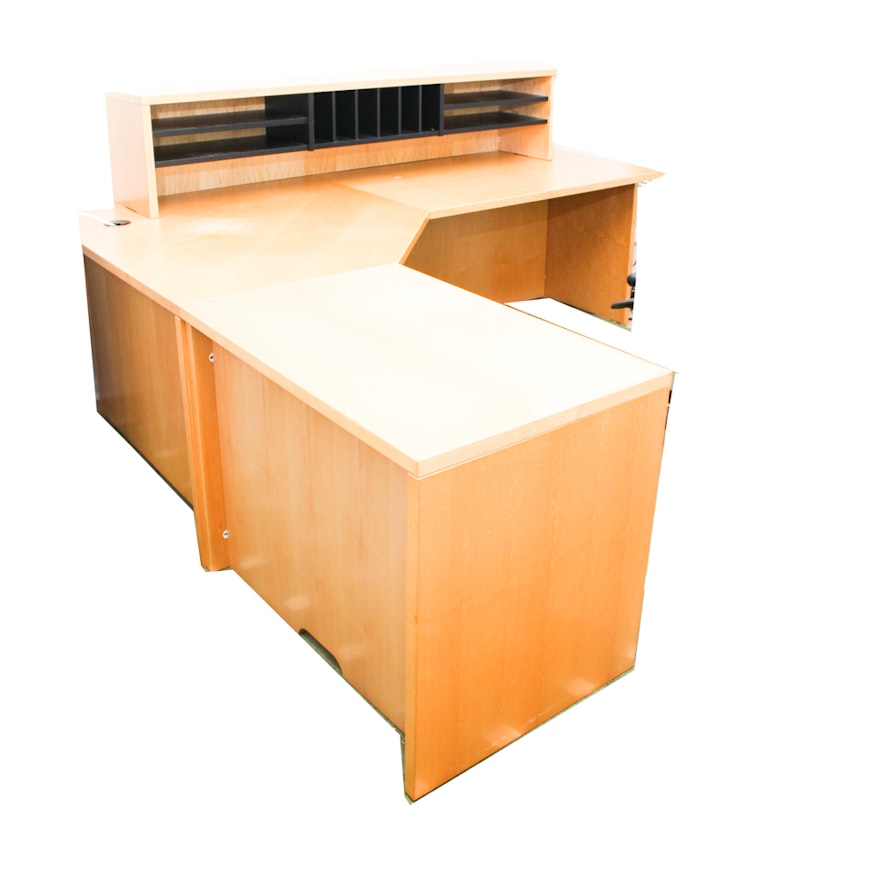 Large Oak Veneered Office Desk