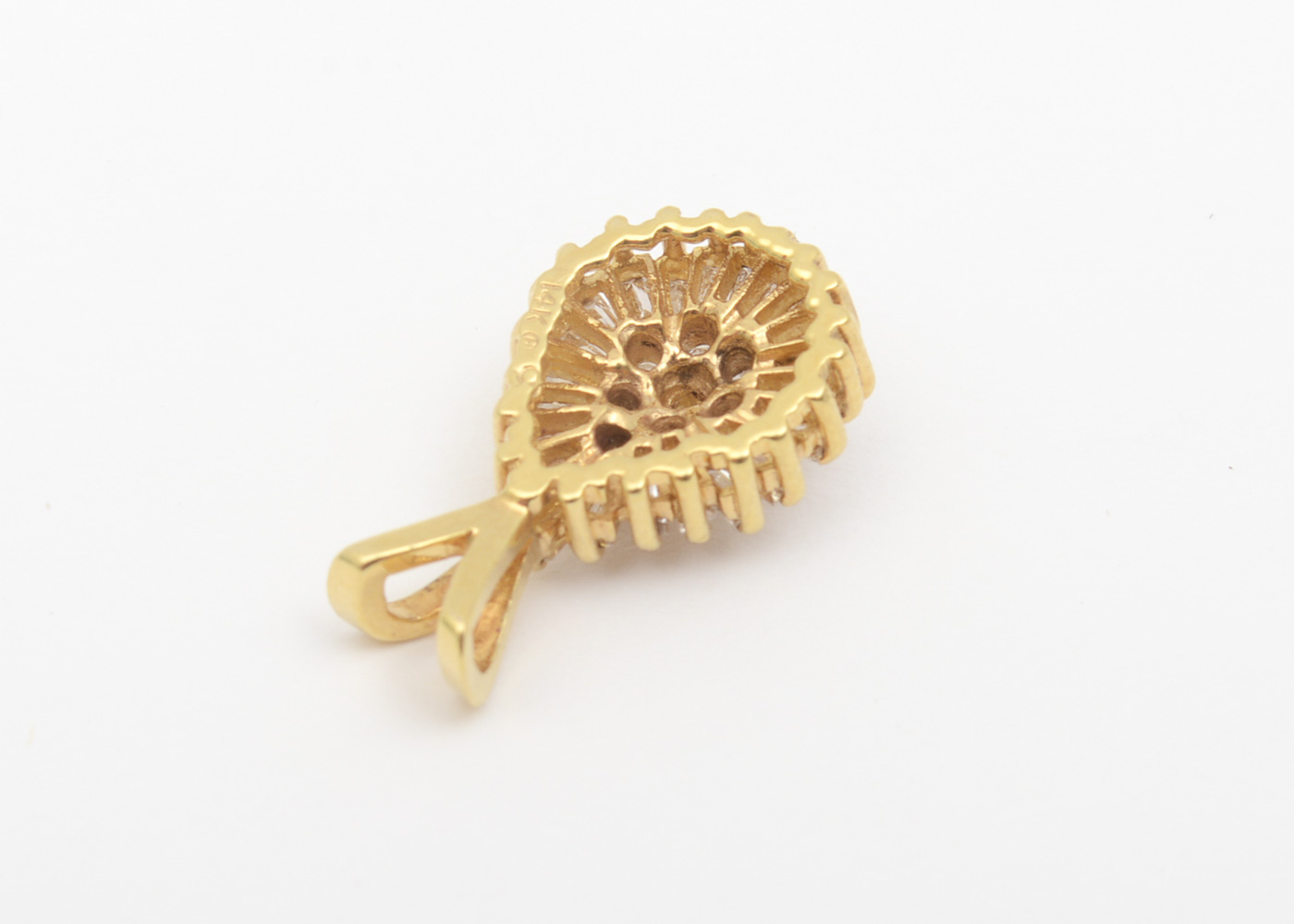 14K and Multi-Diamond Teardrop Pendant