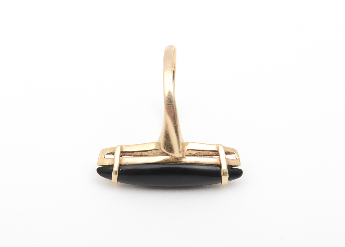 14K Yellow Gold and Onyx Navette Ring