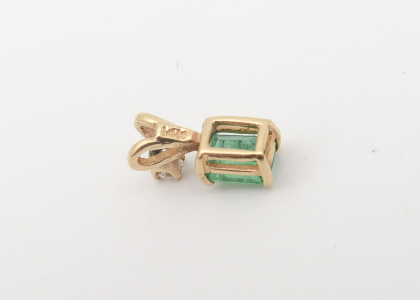 14K Yellow Gold, Emerald, and Diamond Pendant