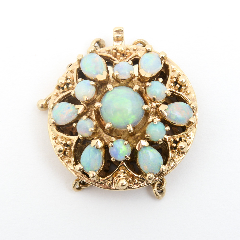 14K Yellow Gold and Opal Jewelry Clasp