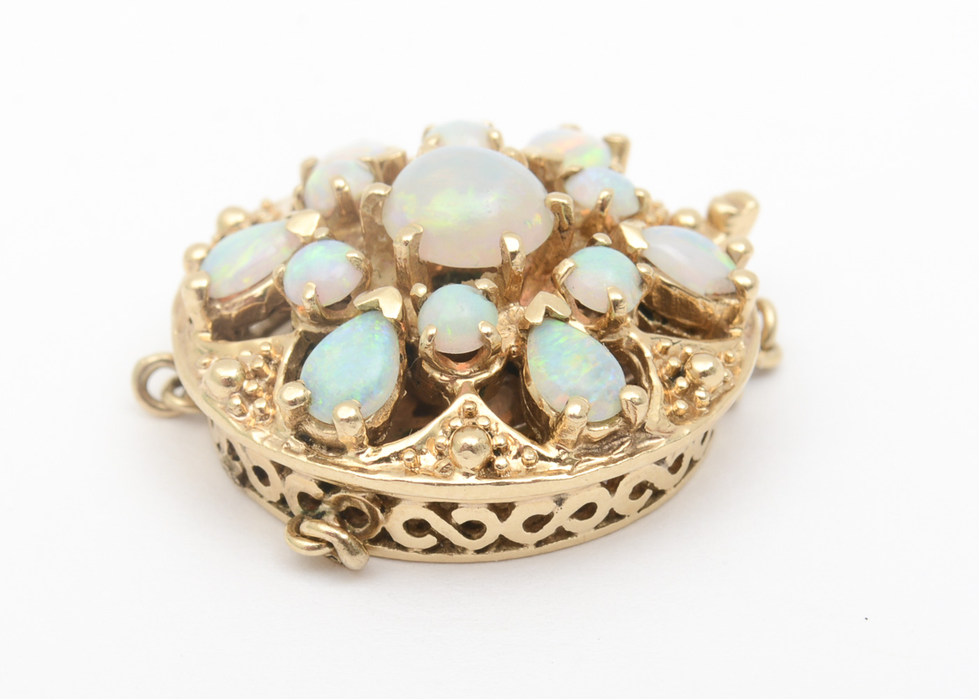 14K Yellow Gold and Opal Jewelry Clasp