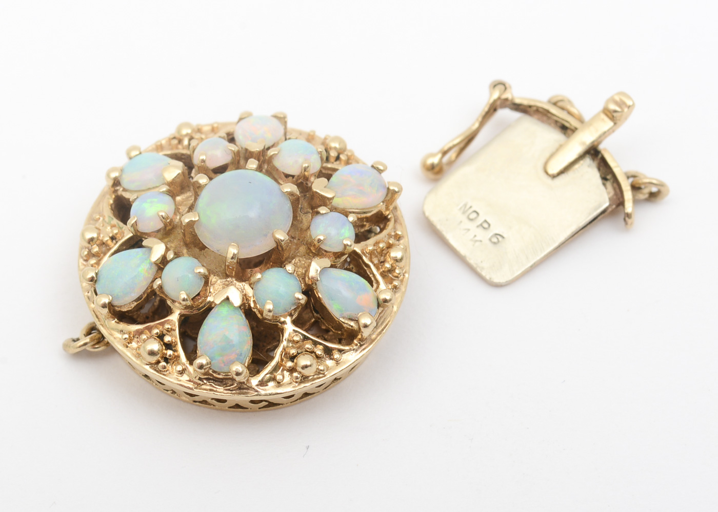 14K Yellow Gold and Opal Jewelry Clasp