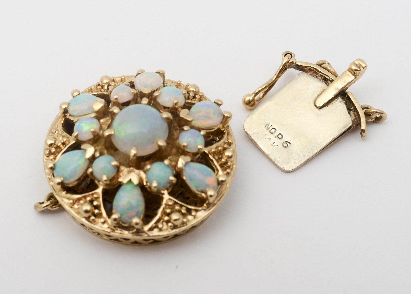 14K Yellow Gold and Opal Jewelry Clasp