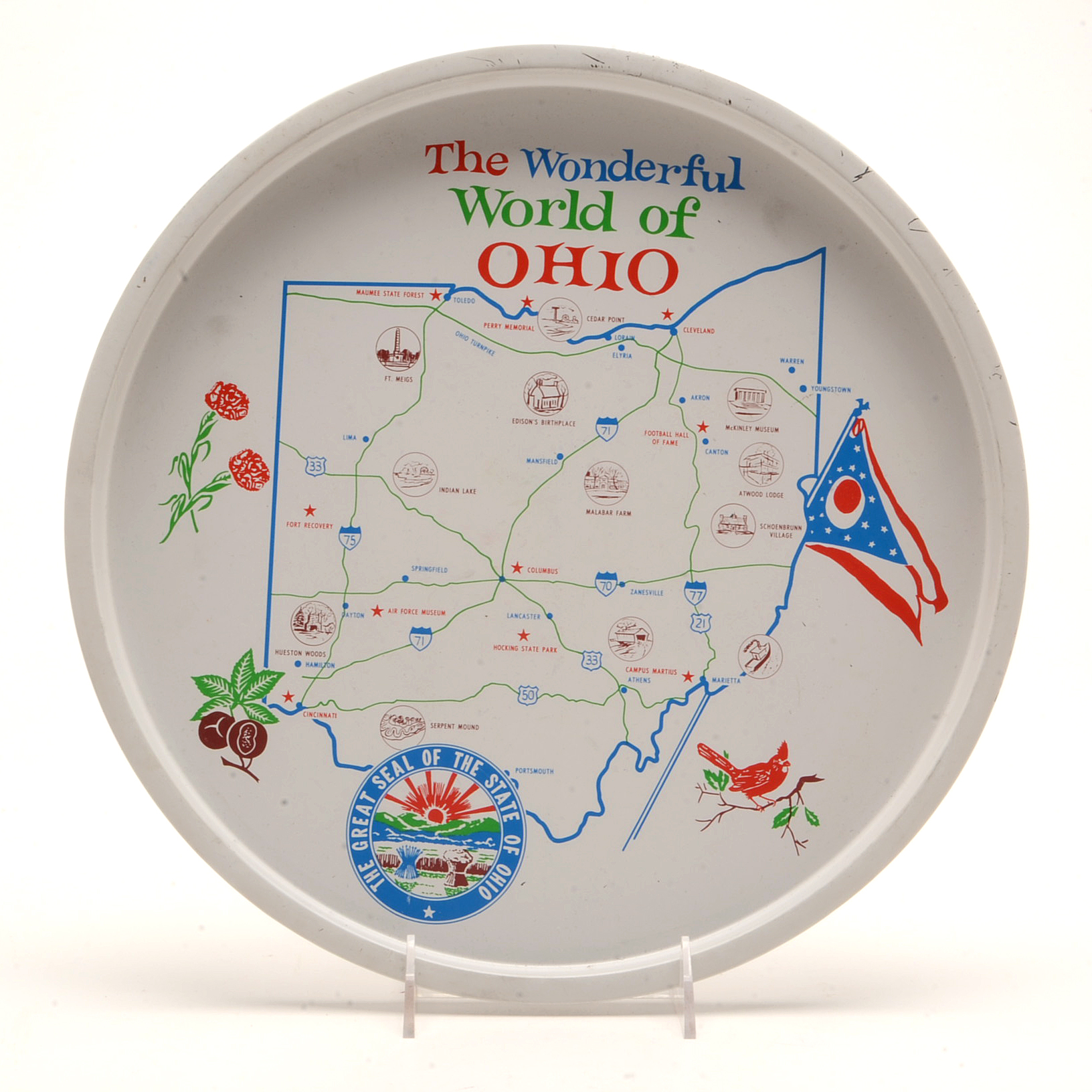 Vintage 1960s "Wonderful World of Ohio" Glasses and Serving Tray