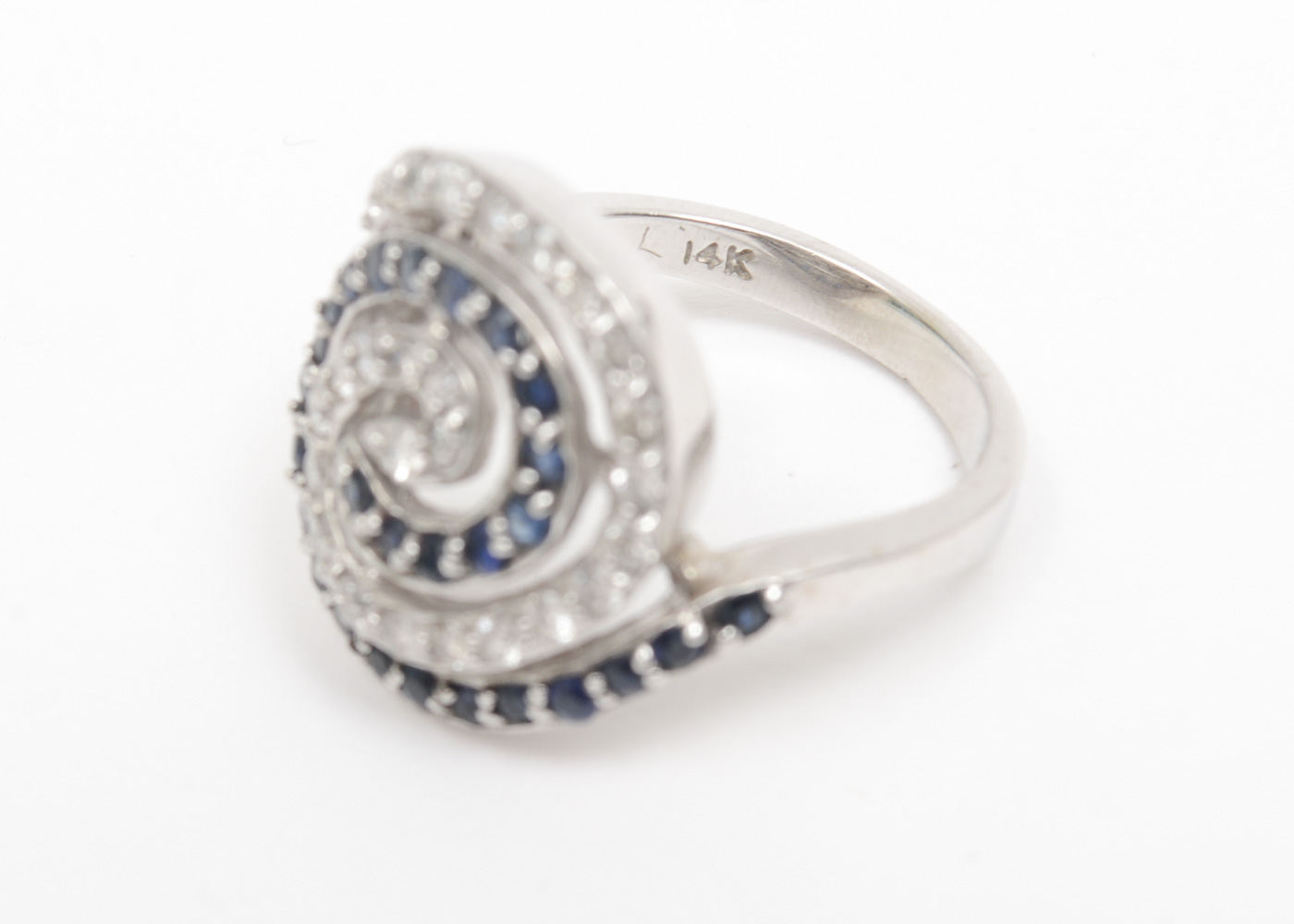 Effy 14K White Gold, 1.00 CTW Sapphire, and 1.00 CTW Diamond Spiral Ring