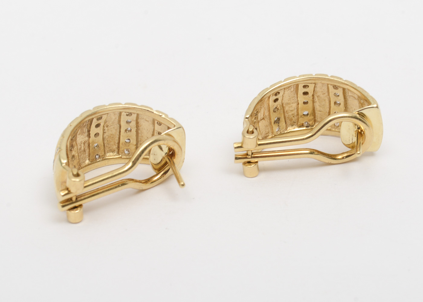 14K Yellow Gold and 1.00 CTW Diamond Half Hoop Earrings