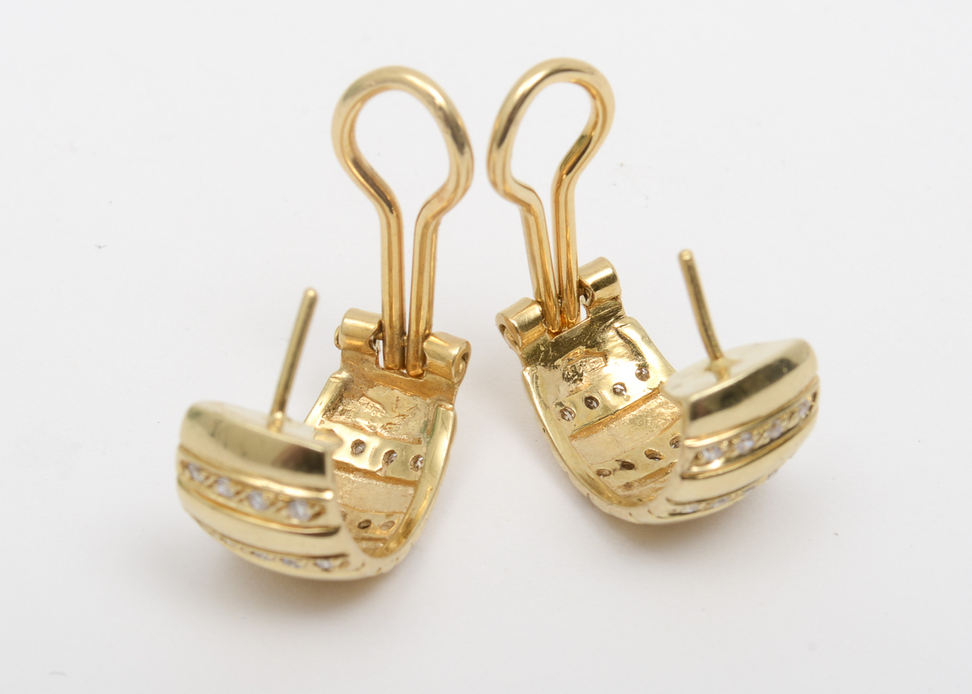 14K Yellow Gold and 1.00 CTW Diamond Half Hoop Earrings