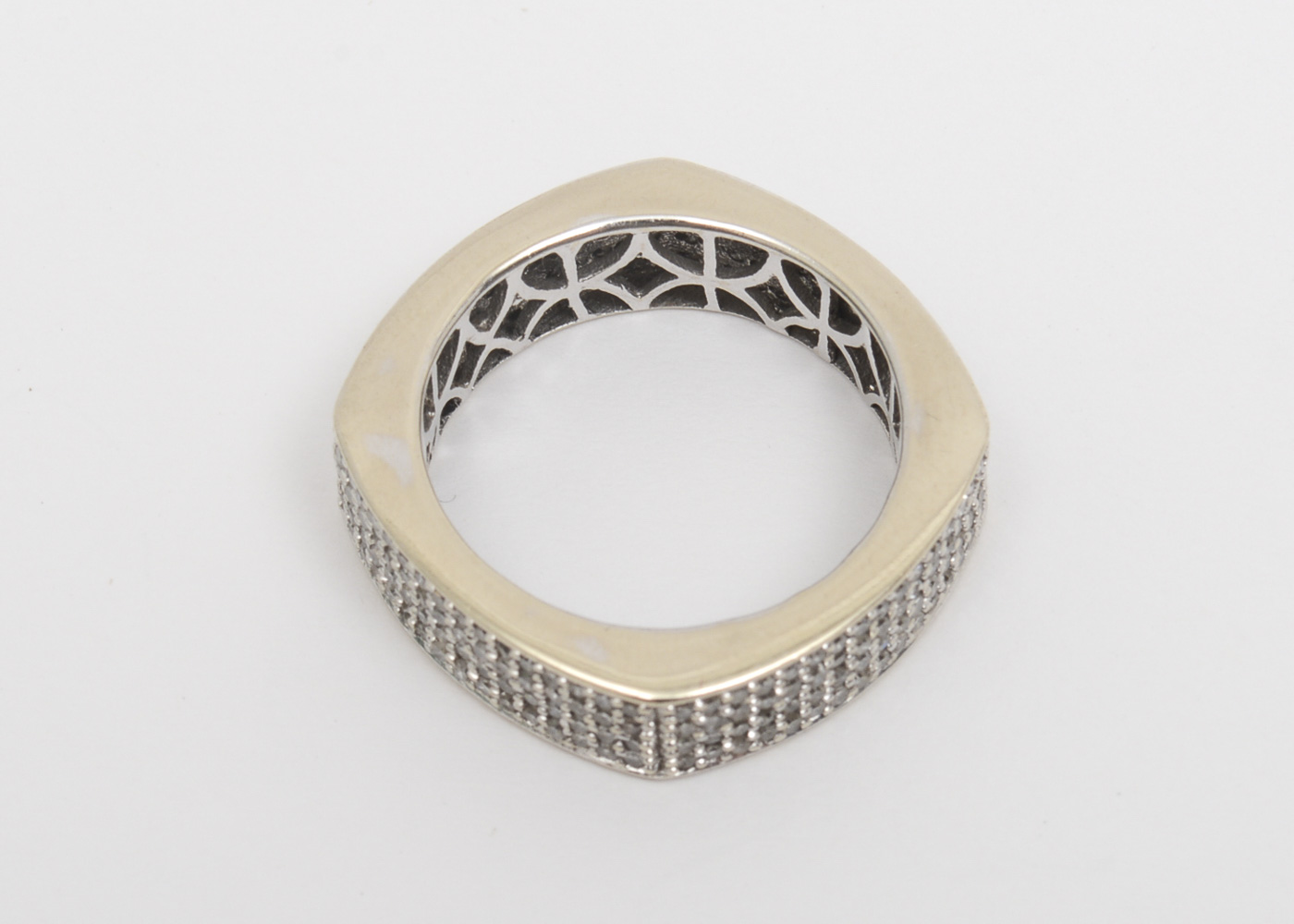 14K White Gold and 1.25 Pavé Set Diamond Euro Style Wedding Band