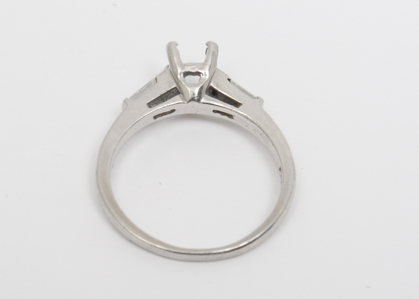 Vintage Platinum and Baguette Diamond Semi-Mount