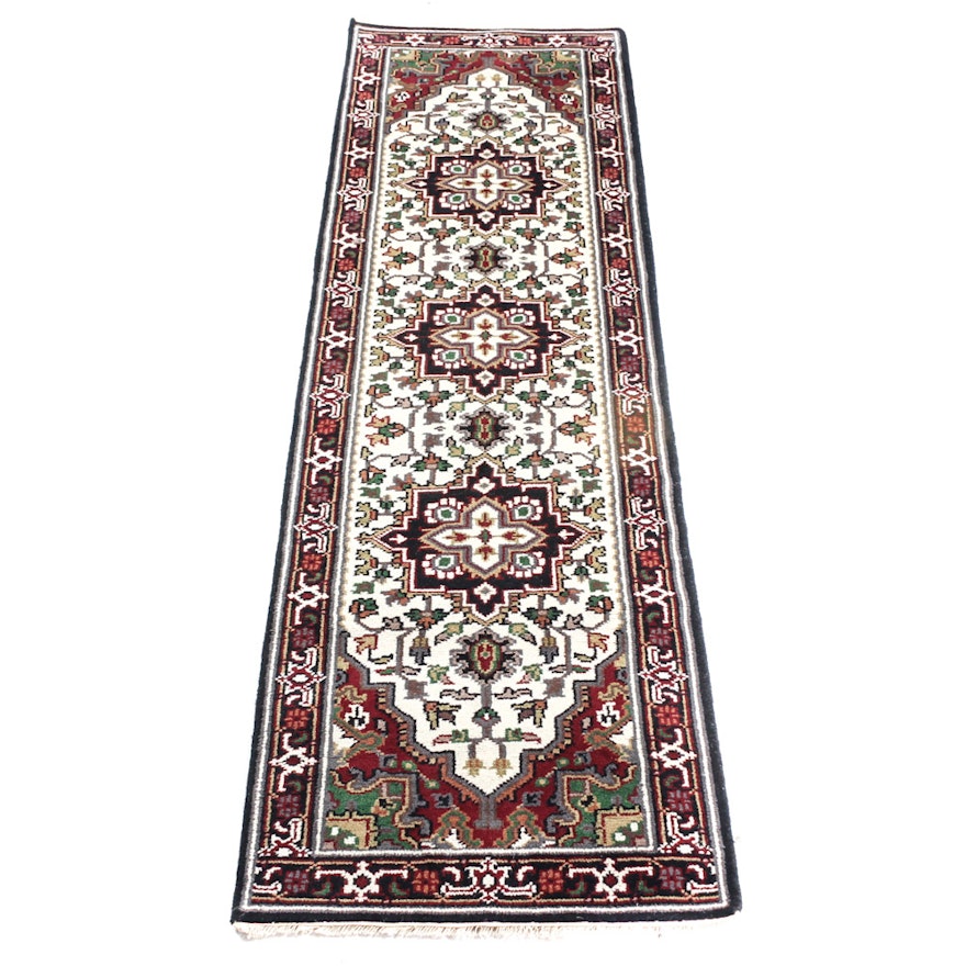 Hand-Knotted Indo-Persian Bakshaish Heriz Carpet Runner