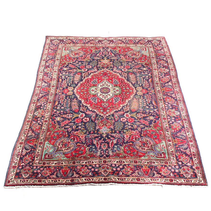 Semi-Antique Hand-Knotted Persian Tabriz Area Rug