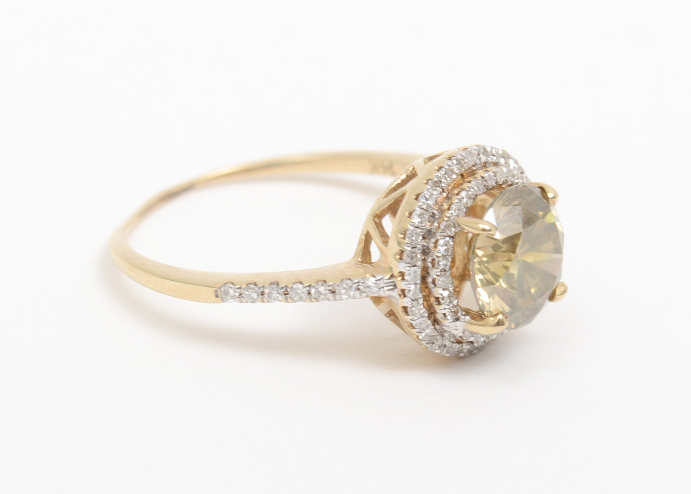14K Yellow Gold and 2.65 CTW Diamond Halo Ring
