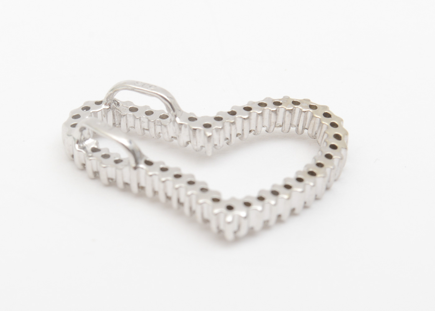 14K White Gold and Diamond Open Heart Pendant