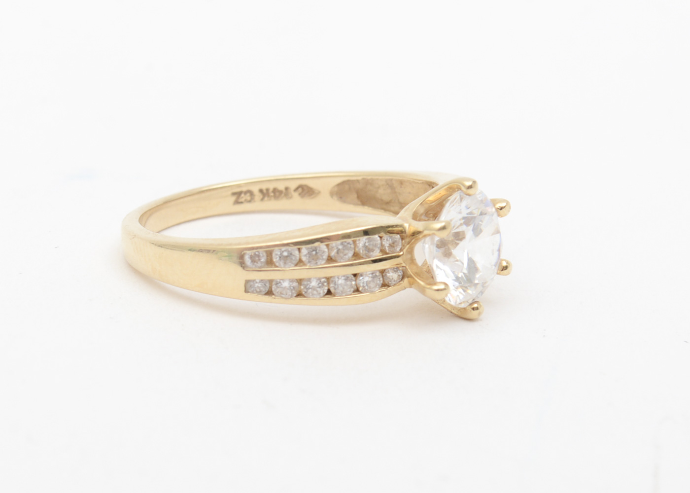 14K Yellow Gold and Cubic Zirconia Engagement Ring