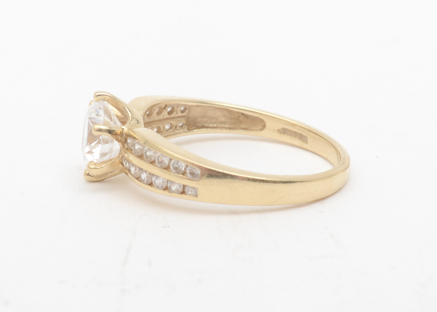 14K Yellow Gold and Cubic Zirconia Engagement Ring