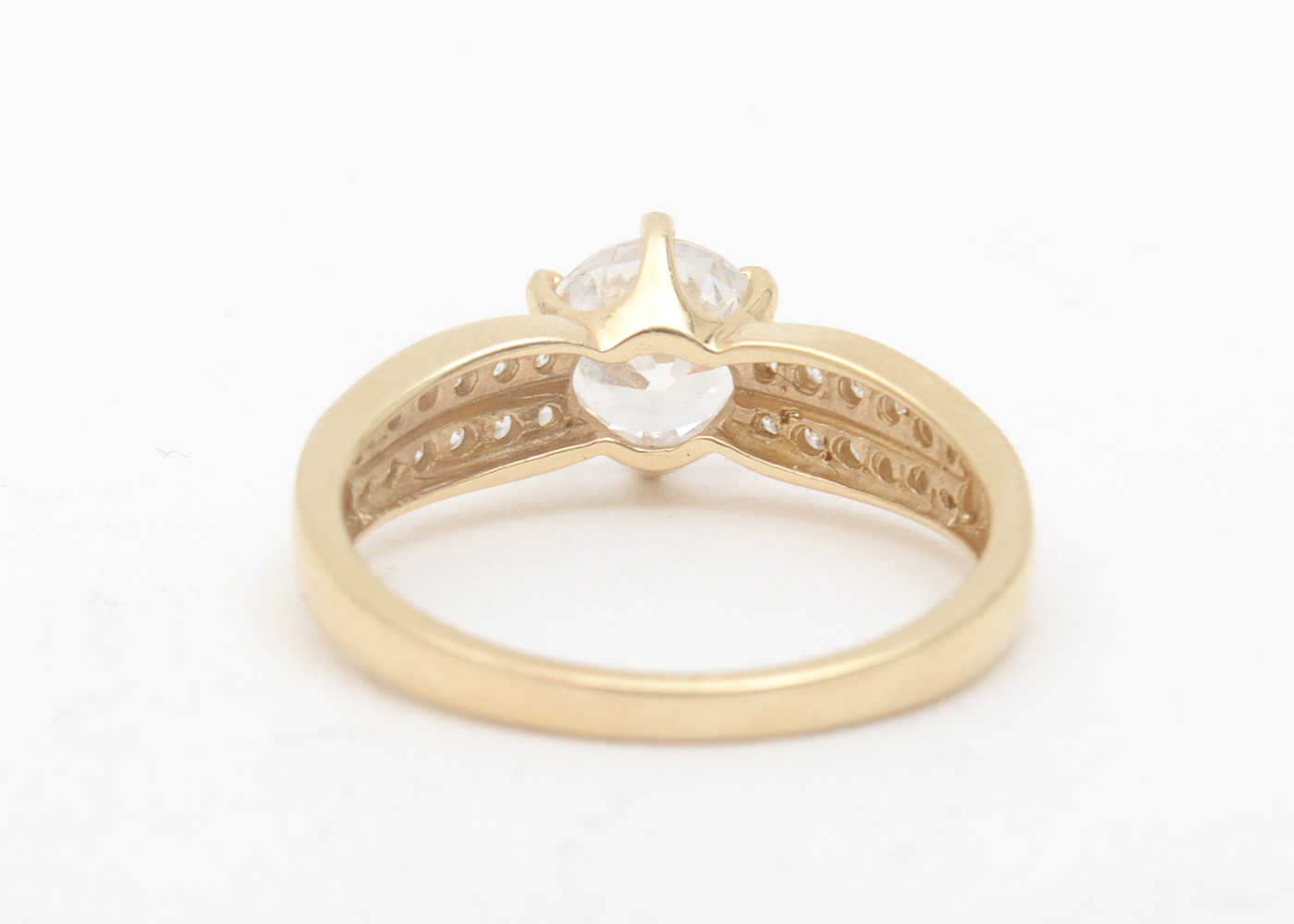 14K Yellow Gold and Cubic Zirconia Engagement Ring