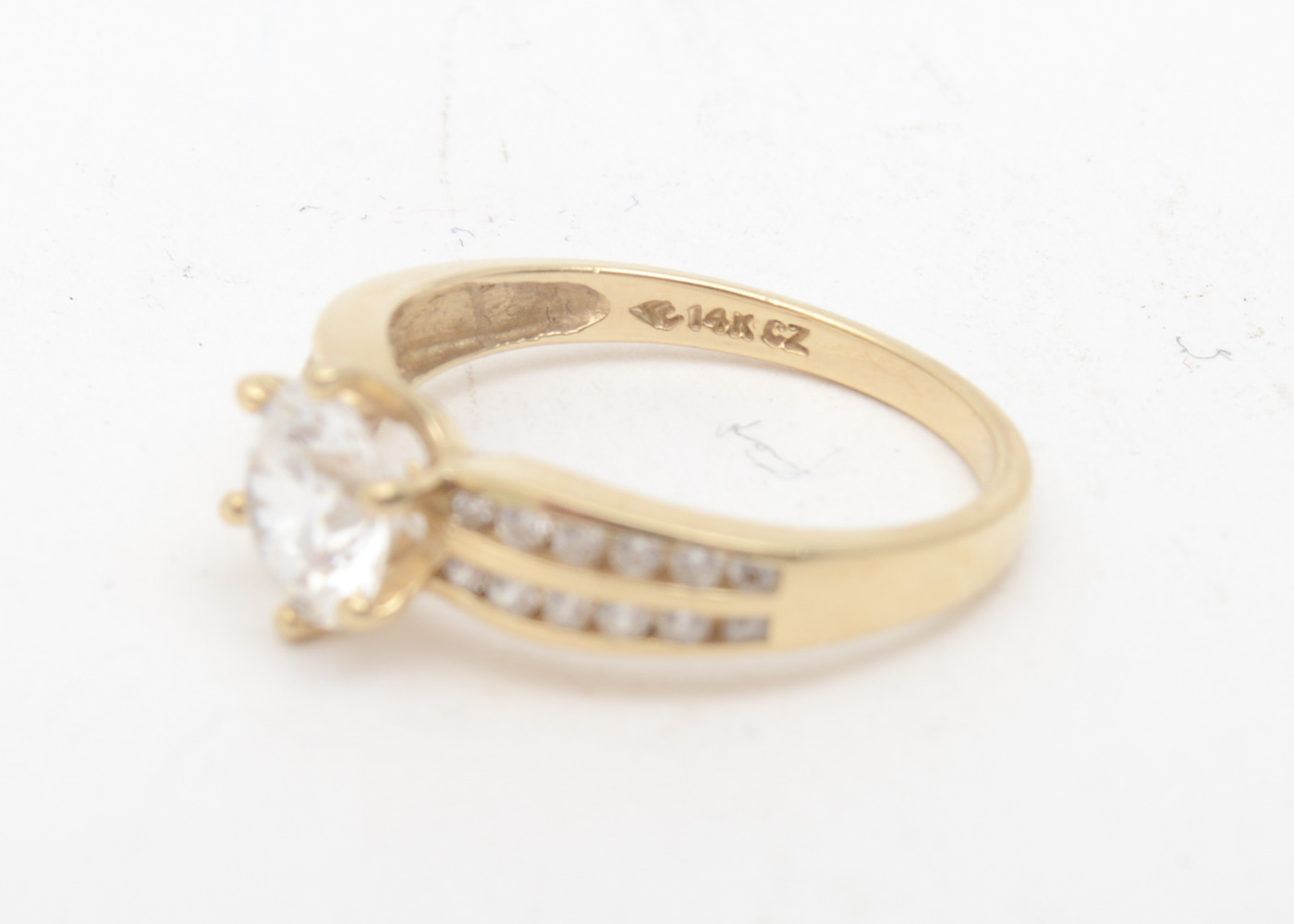 14K Yellow Gold and Cubic Zirconia Engagement Ring