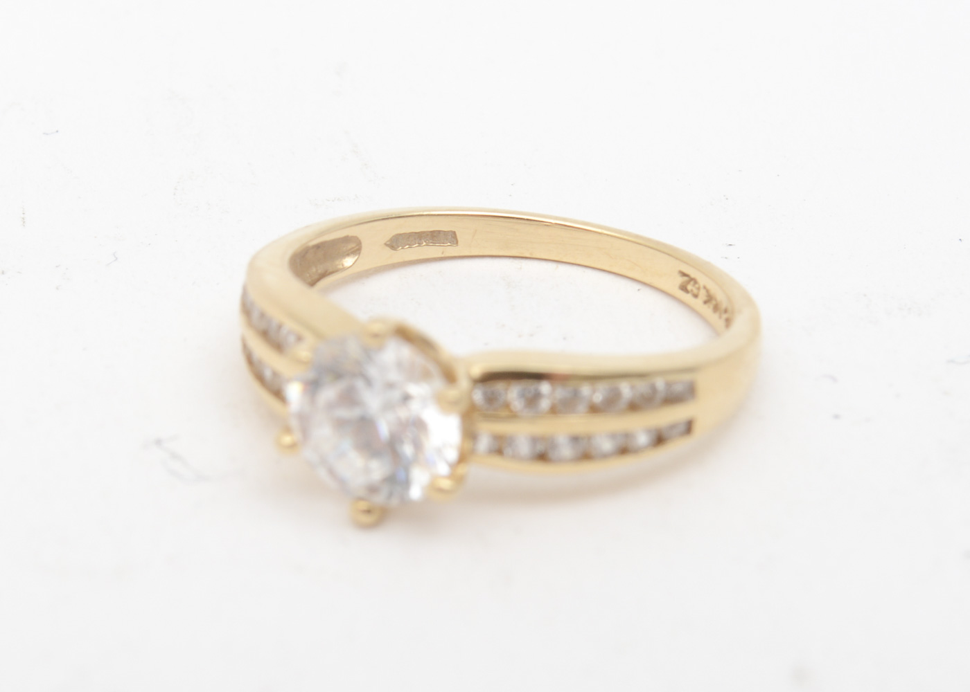14K Yellow Gold and Cubic Zirconia Engagement Ring