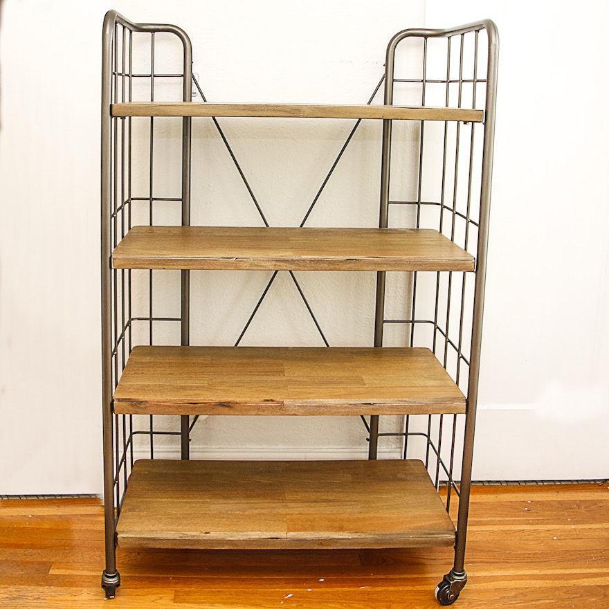 Industrial-Style Metal and Wood Bookcase