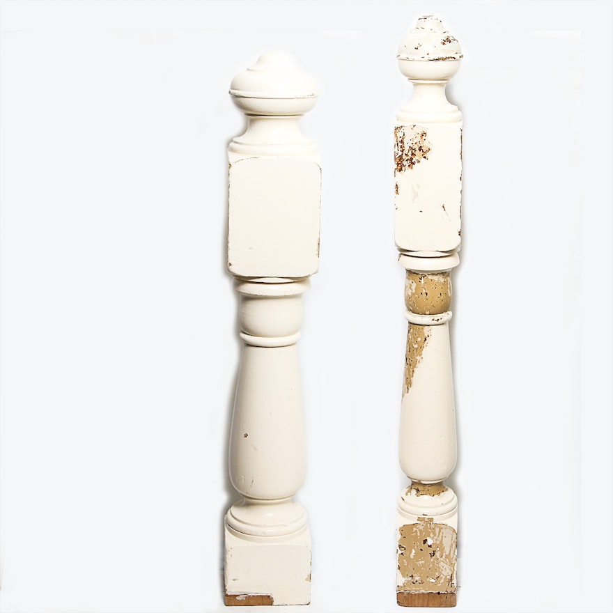 Group of Painted Wooden Newel Posts