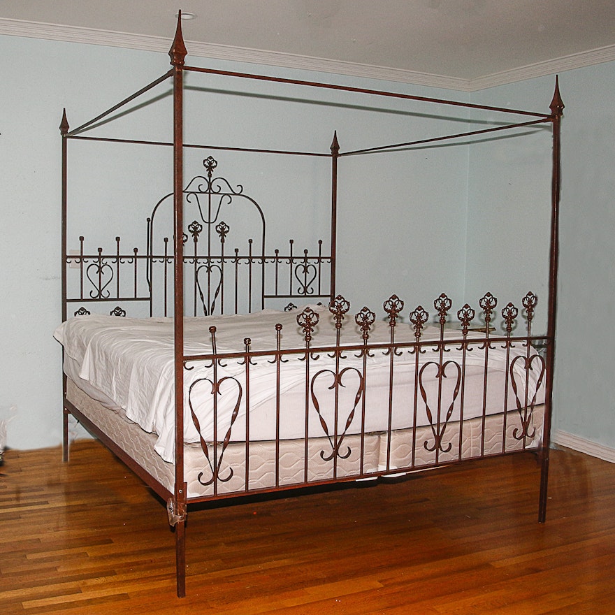 Four Post Cast Metal King Bed Frame