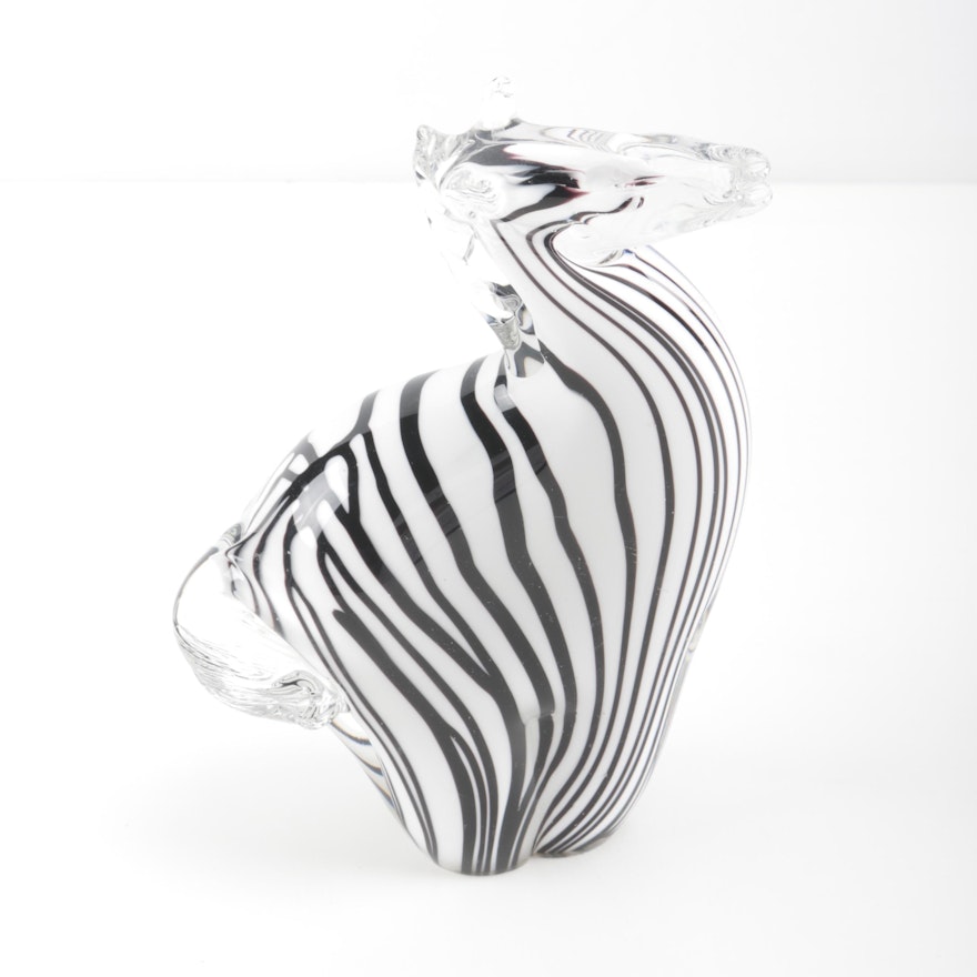 Hand Blown Glass Zebra Figurine