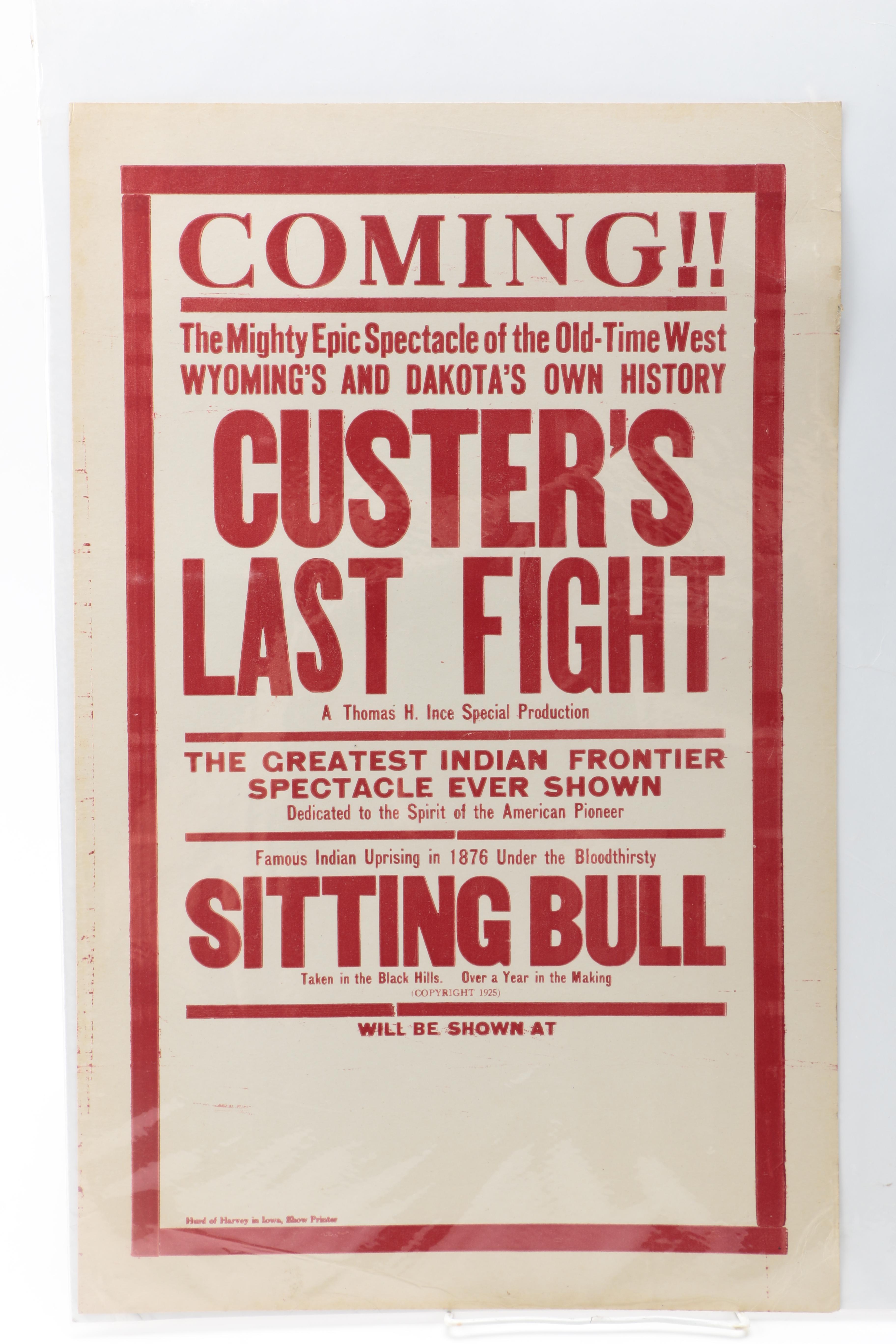 Posters Including "Custer's Last Fight" Promotional Print