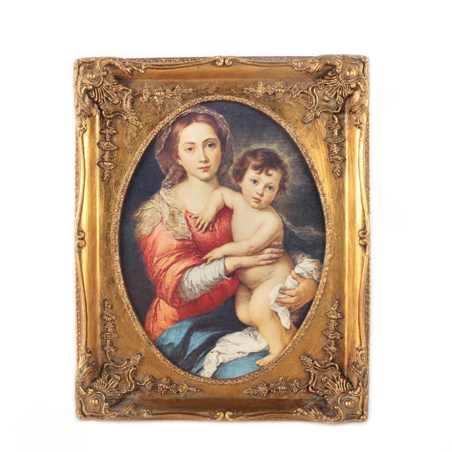 Offset Lithograph After Bartolomé Esteban Murillo's "Madonna Con Gesu Bambino"
