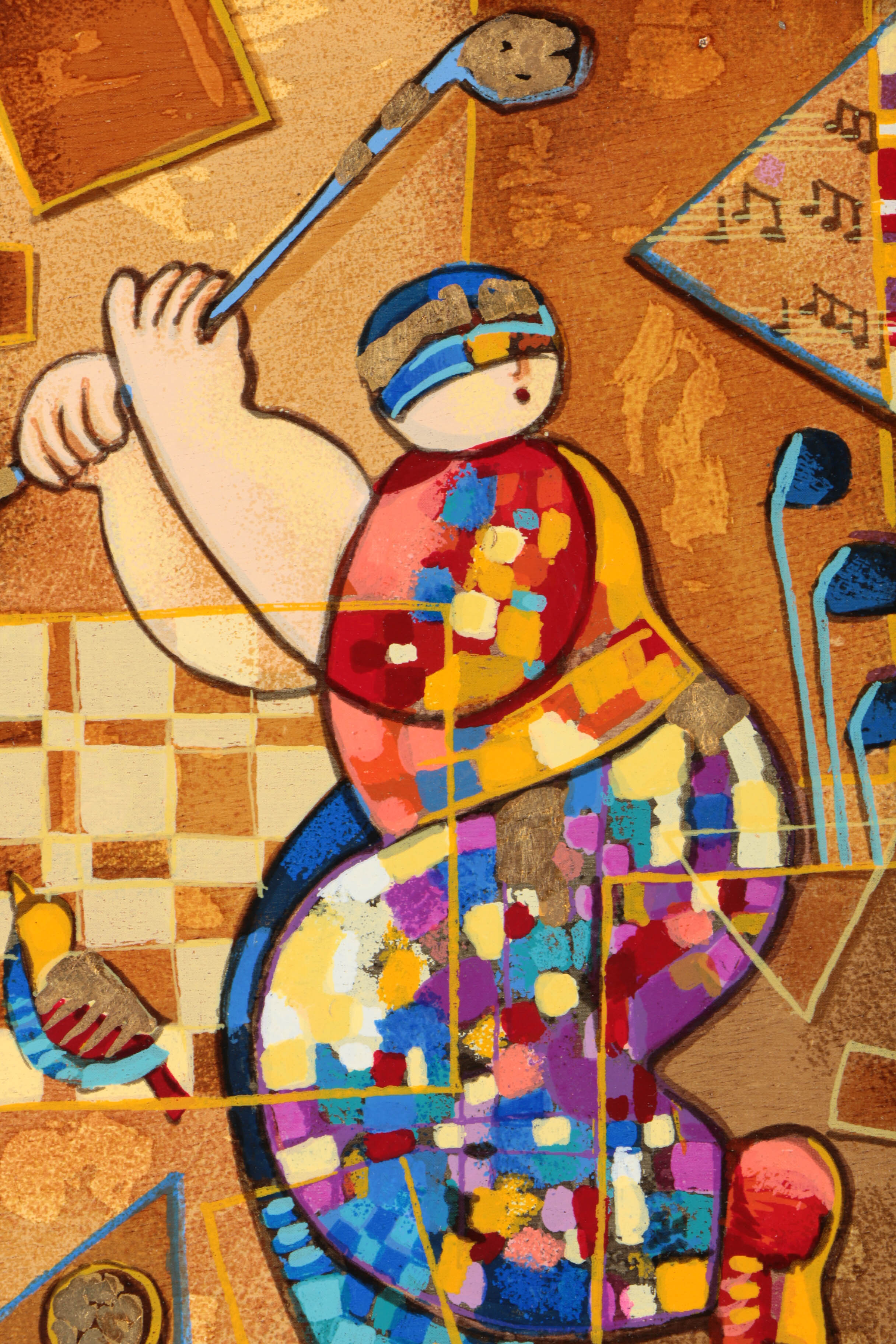 Dorit Levi Serigraph on Wood "Strike a Note"