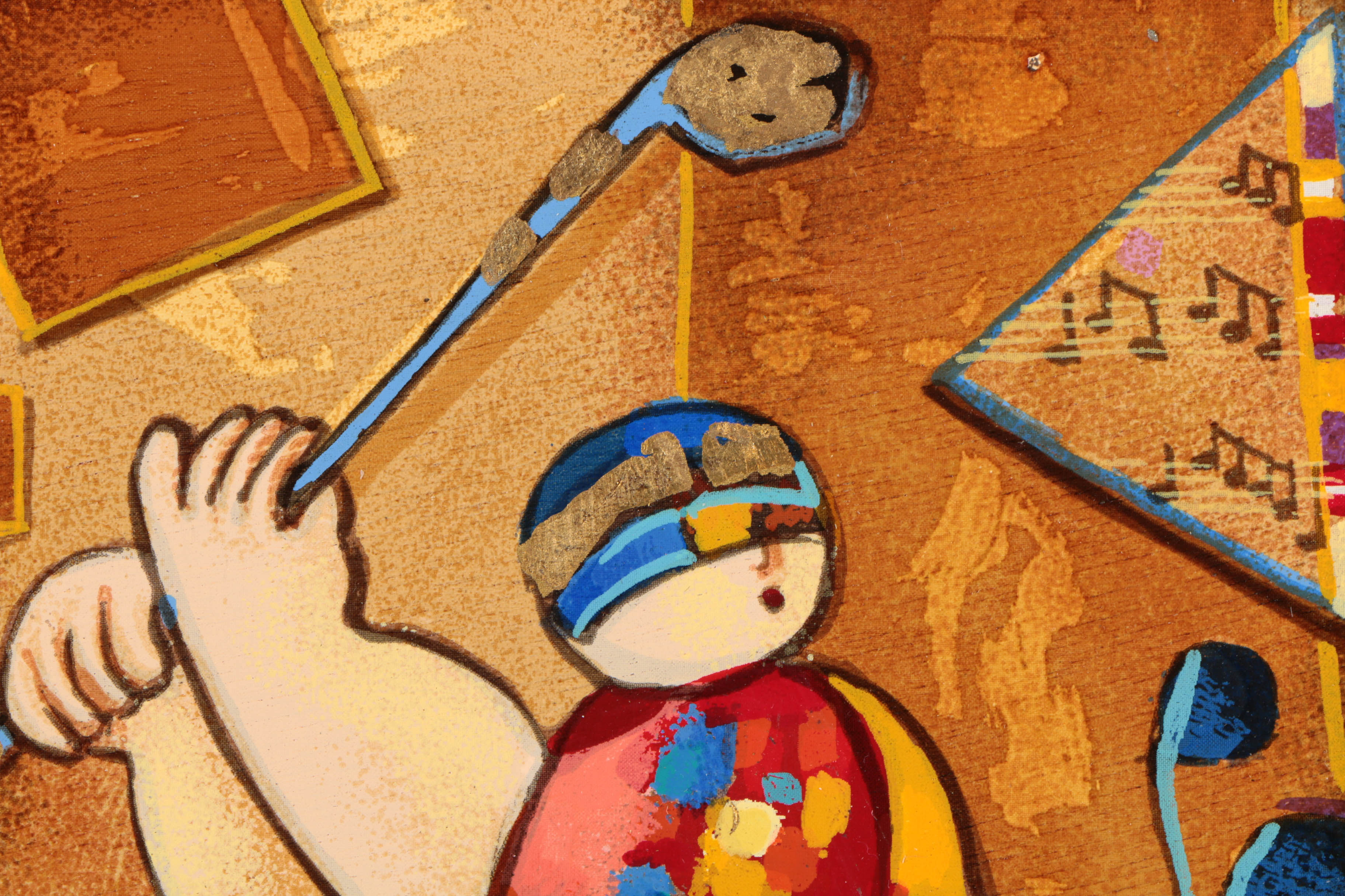 Dorit Levi Serigraph on Wood "Strike a Note"