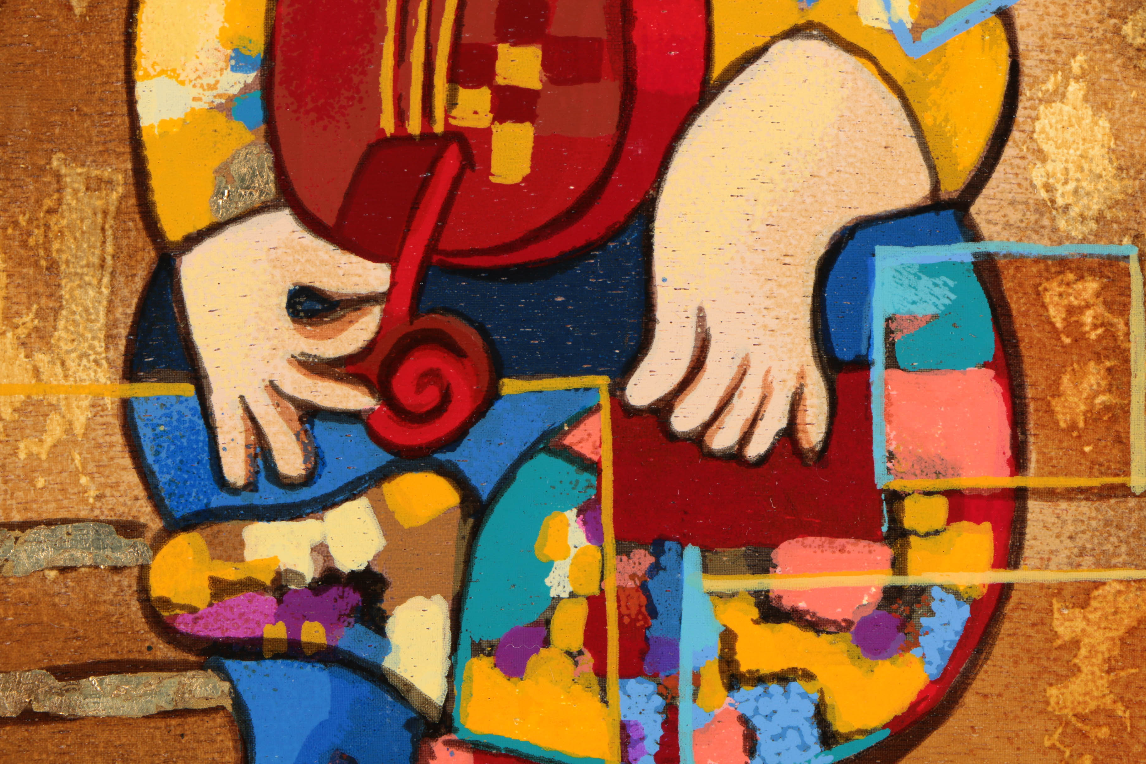 Dorit Levi Serigraph on Wood of a Violinist