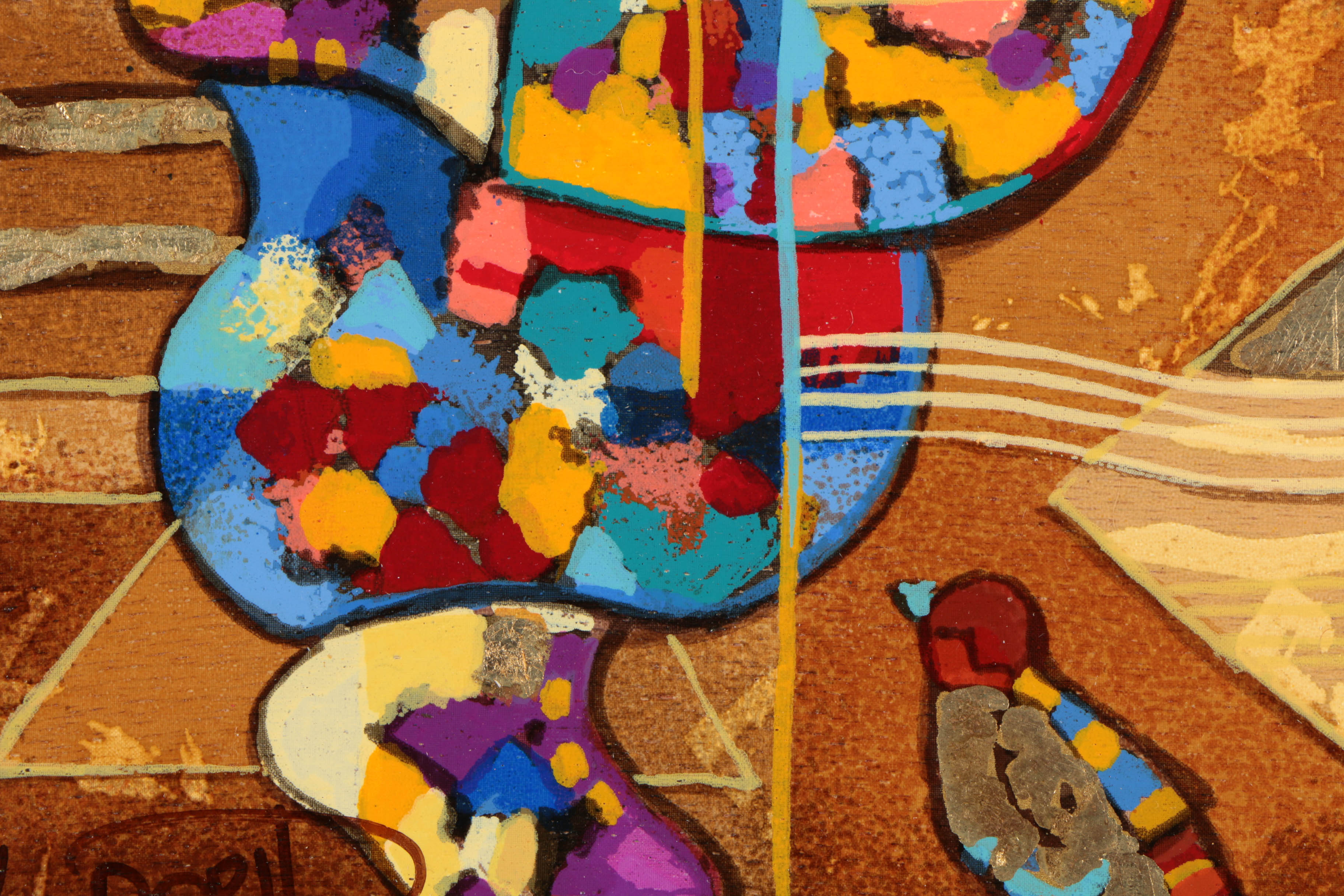 Dorit Levi Serigraph on Wood of a Violinist