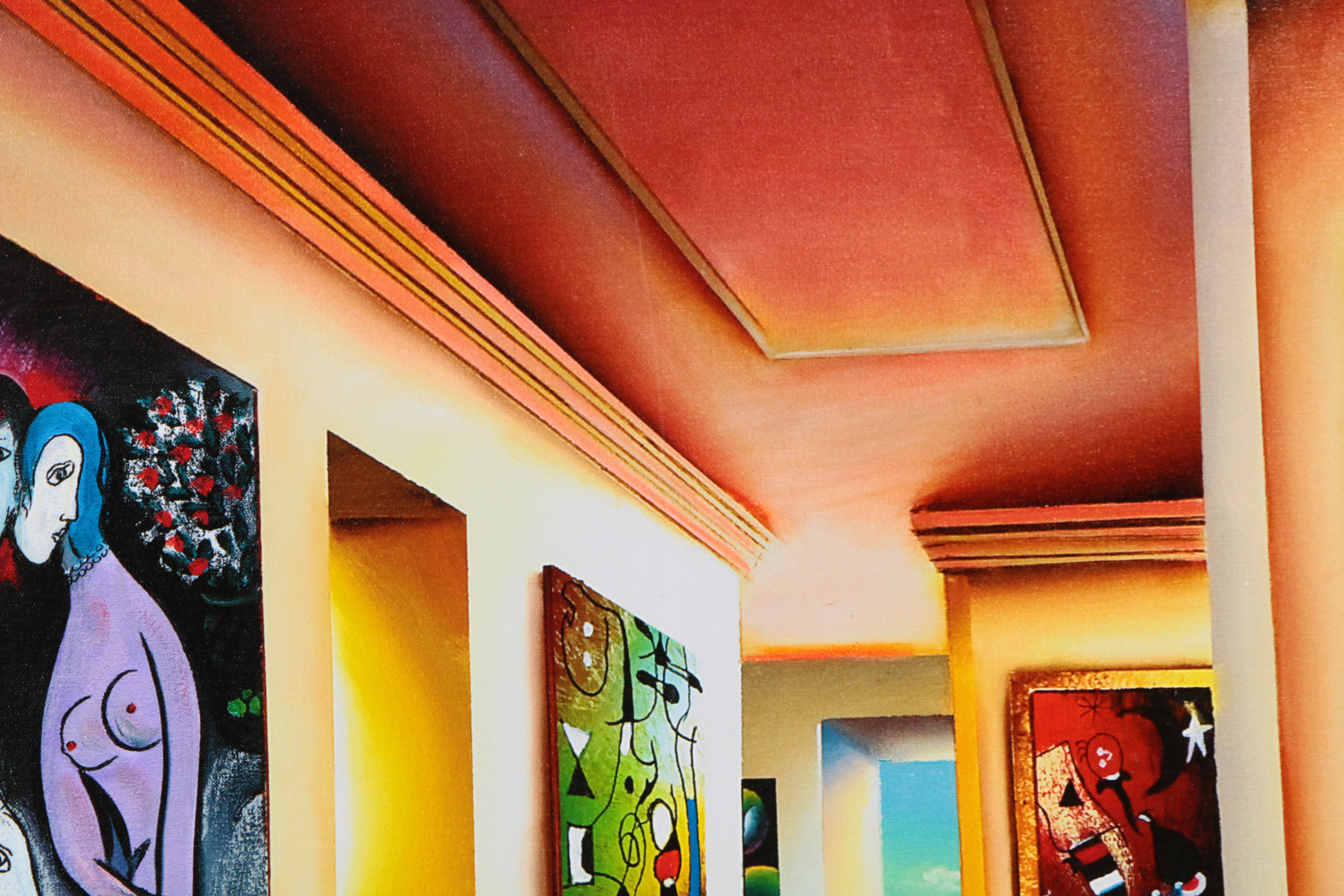 Ferjo Signed Limited Edition Giclée on Canvas "Interior with Magritte"