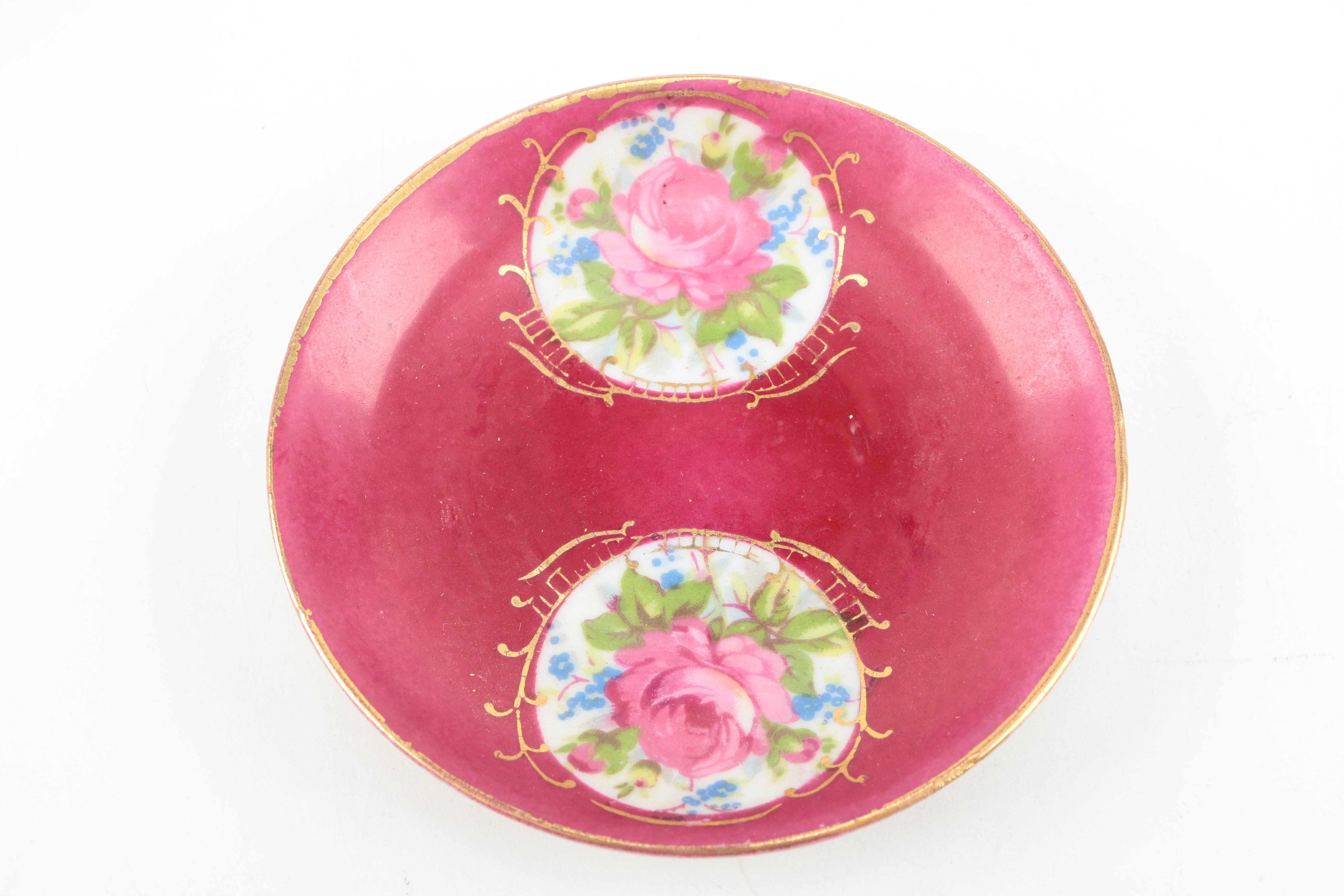 Hand Decorated Porcelain Cups and Saucers