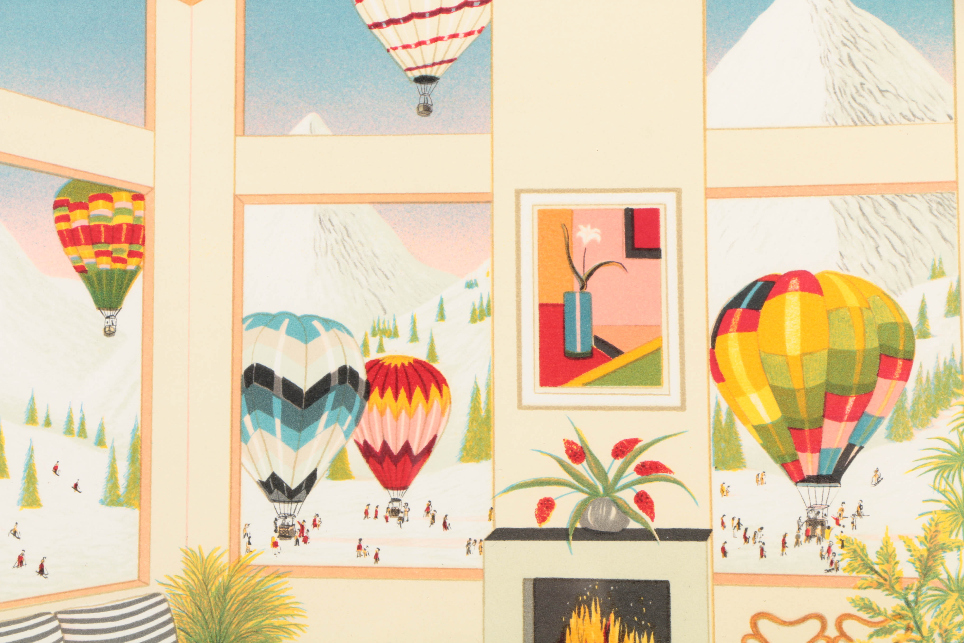 Fanch Ledan Signed Limited Edition Lithograph on Paper "Aspen Chalet"