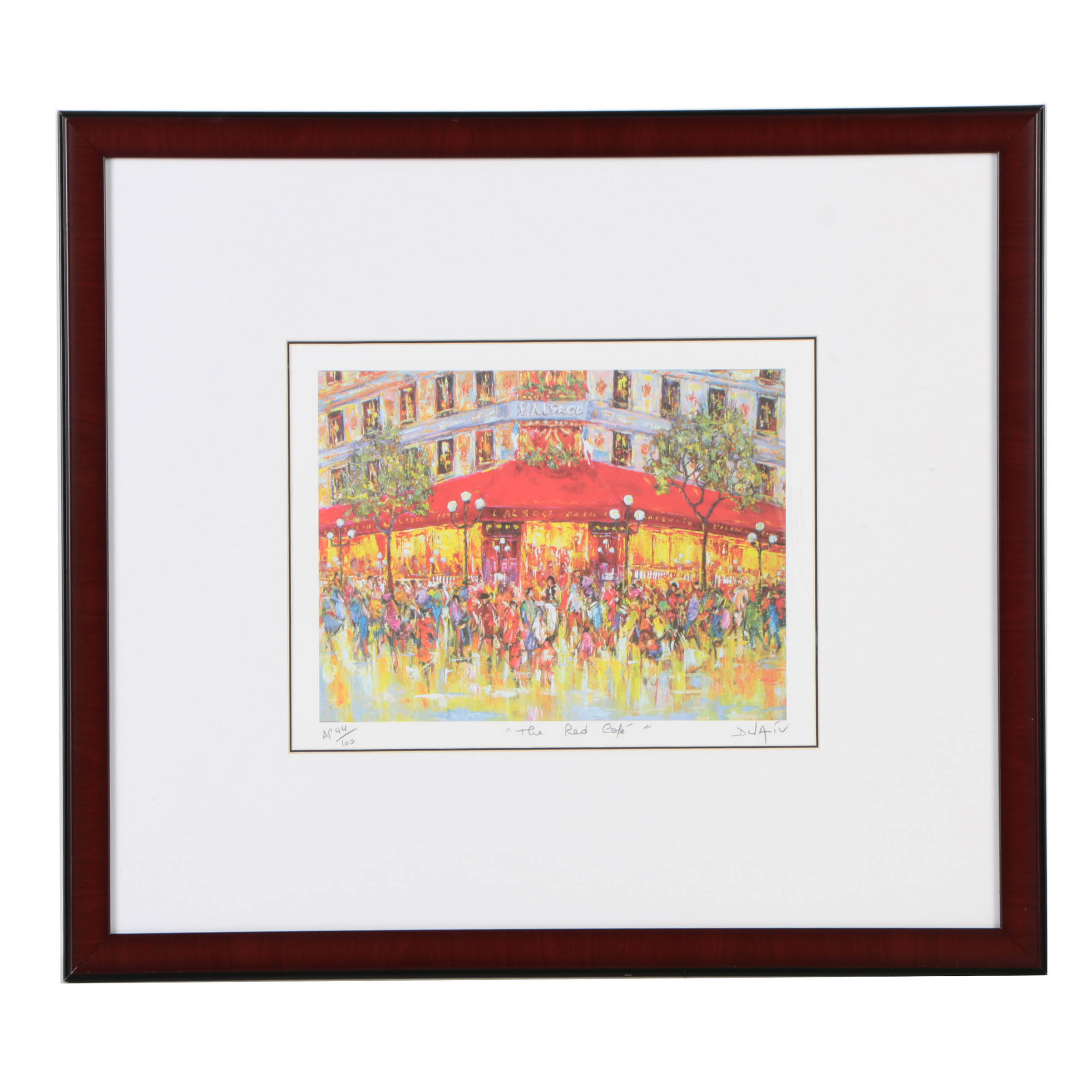 Duaiv Signed Artist's Proof Offset Lithograph on Paper "The Red Cafe"