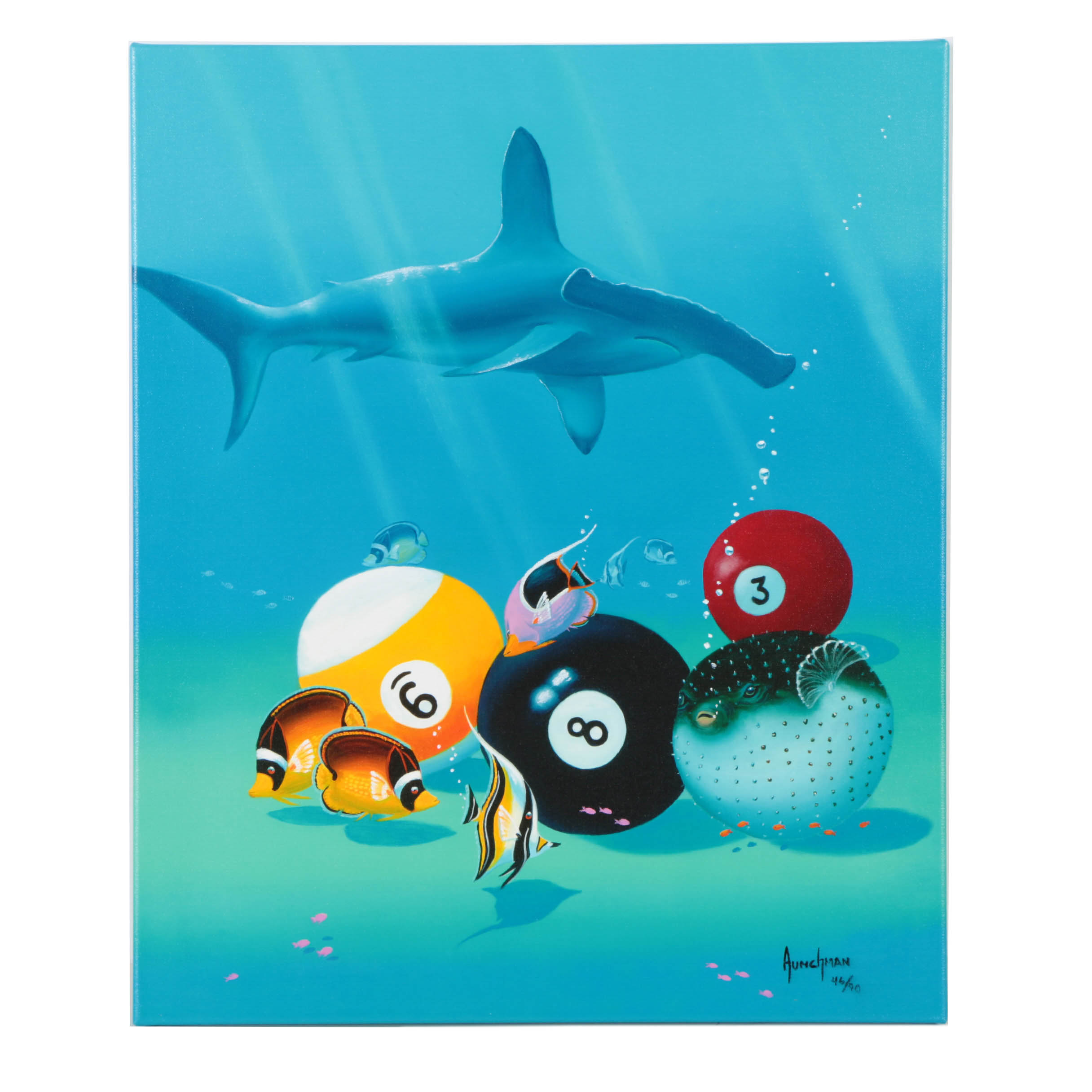 Kenneth F. Aunchman Signed Limited Edition Giclée on Canvas "Behind the 8 Ball"