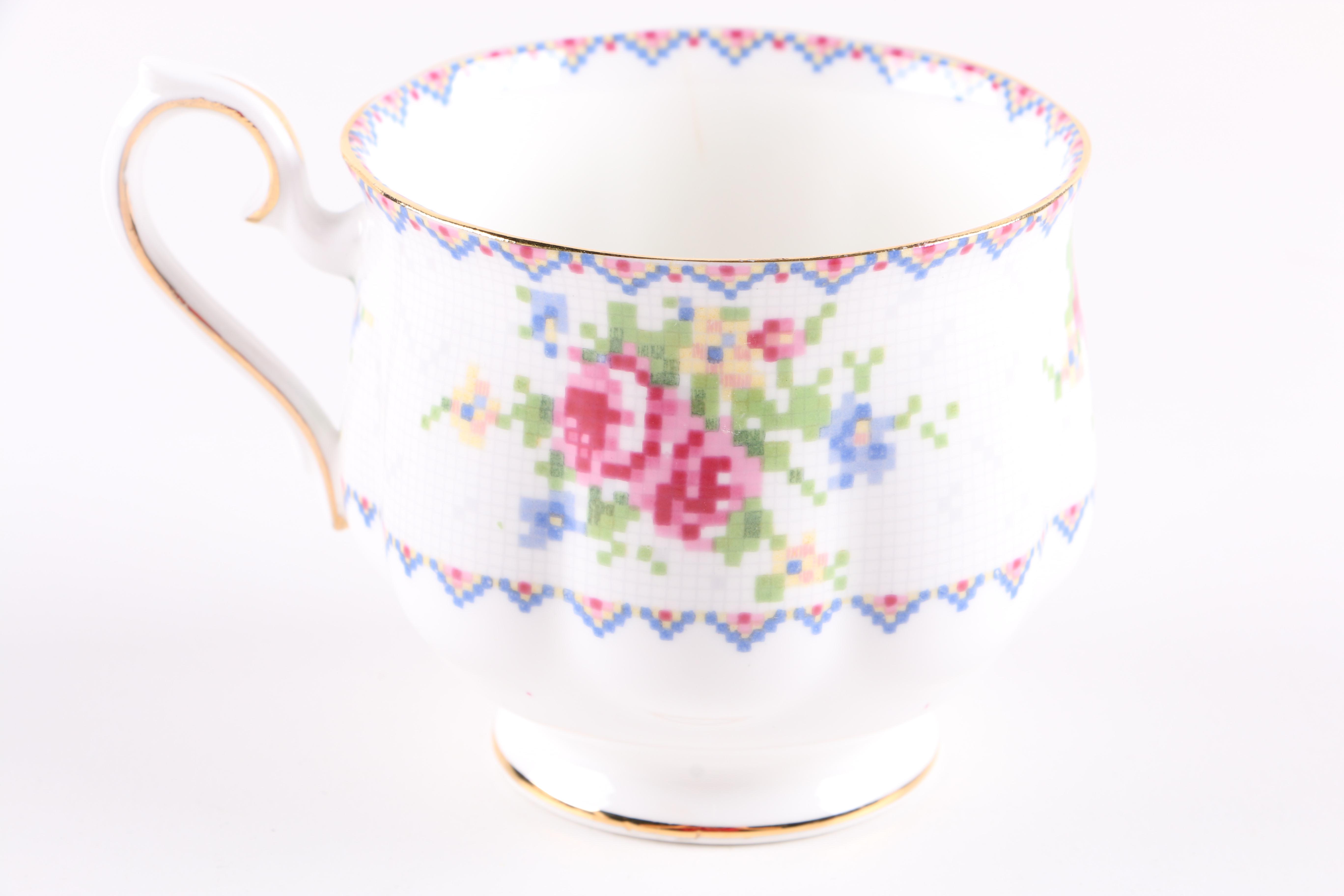 Porcelain Teacup and Saucer Assortment Including Royal Albert