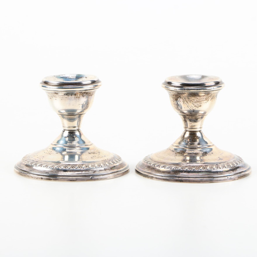 Pair of National Silver Co. Weighted Sterling Silver Candlesticks