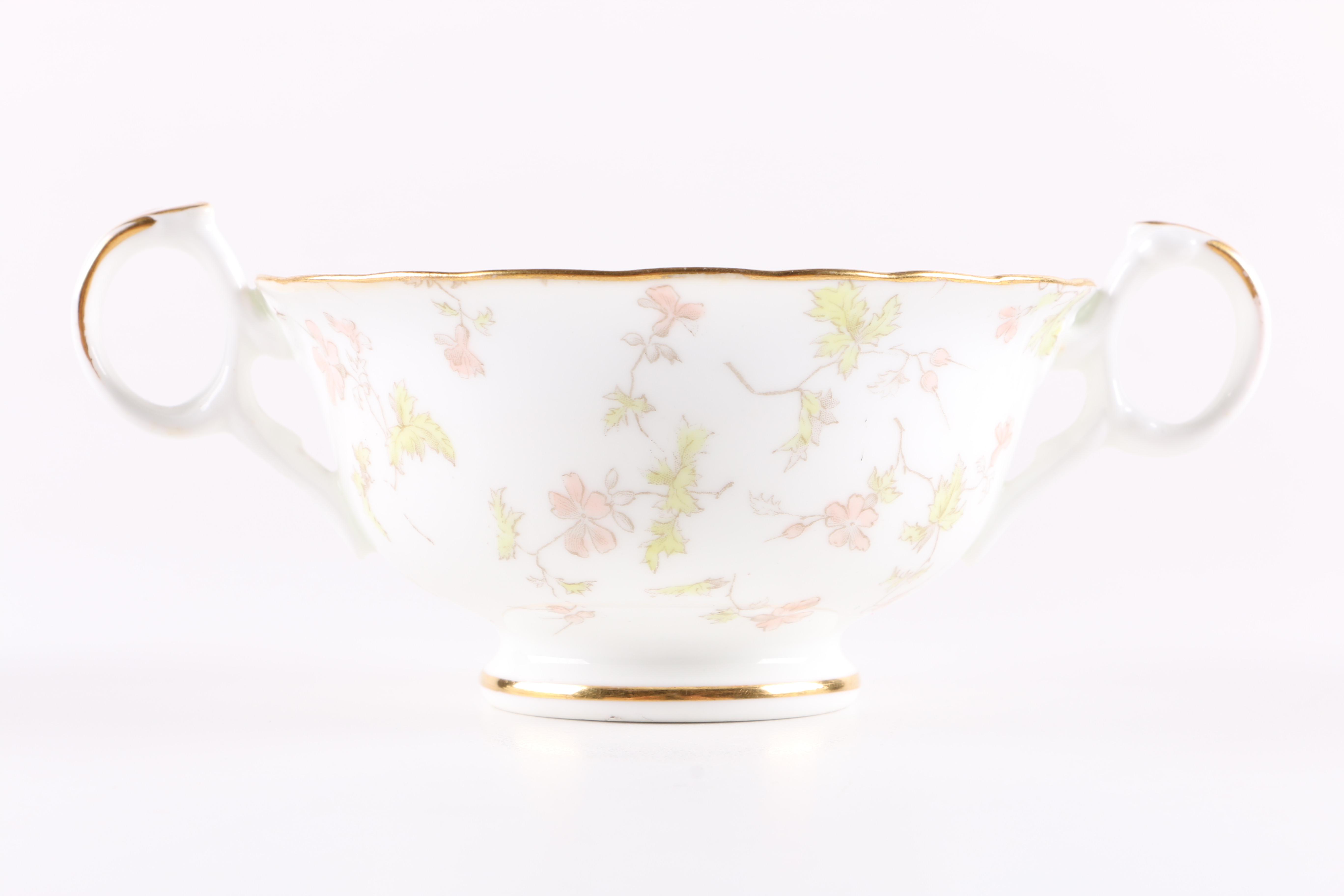 Cauldon Ware Porcelain Bouillon Cups and Underplates