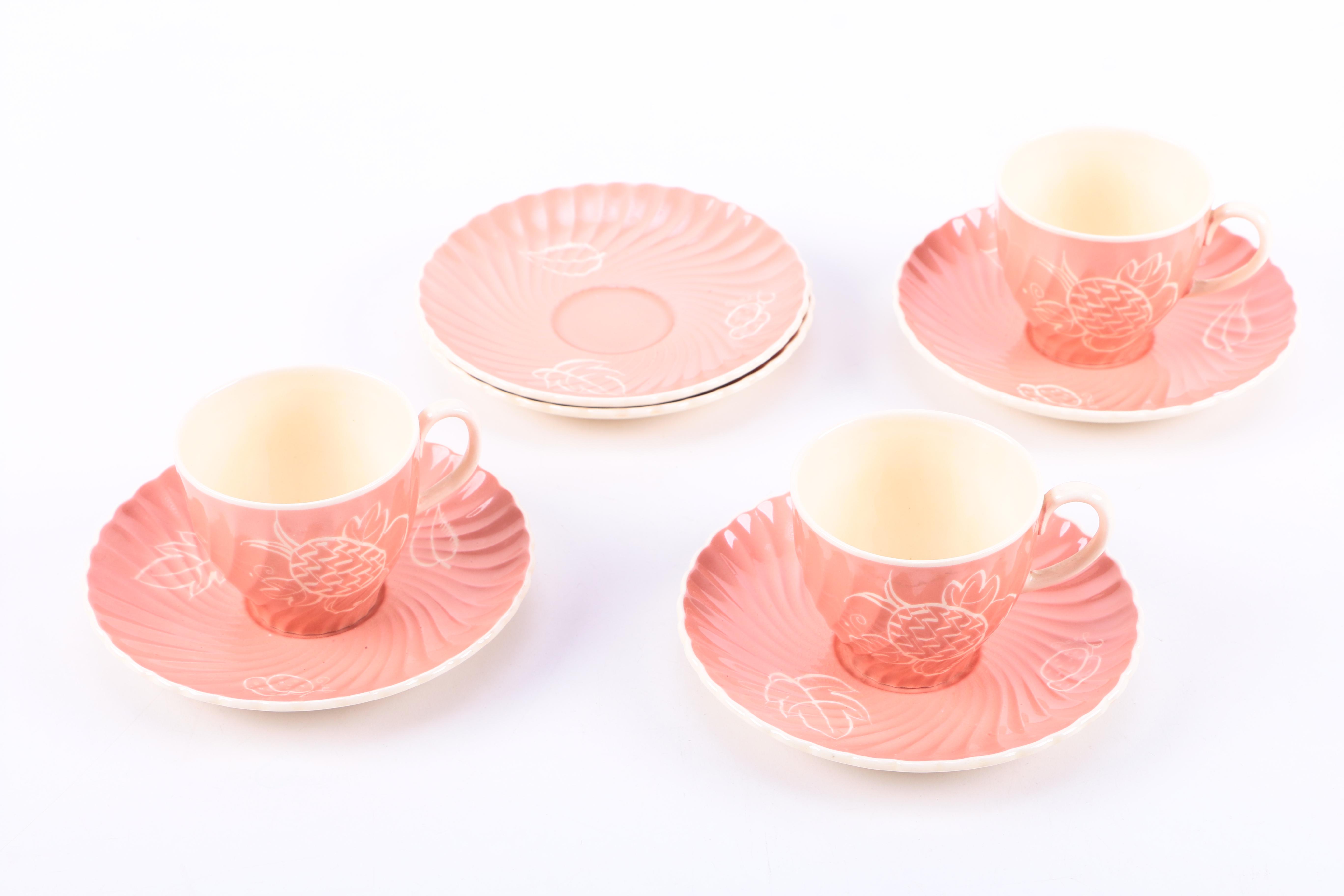 Susie Cooper Spiral Teacups and Saucers